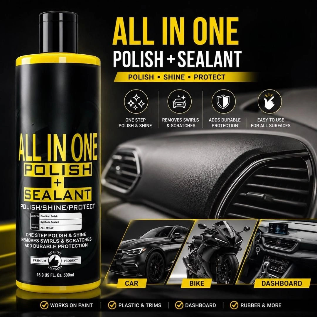 Polish being applied to car surface with glossy result