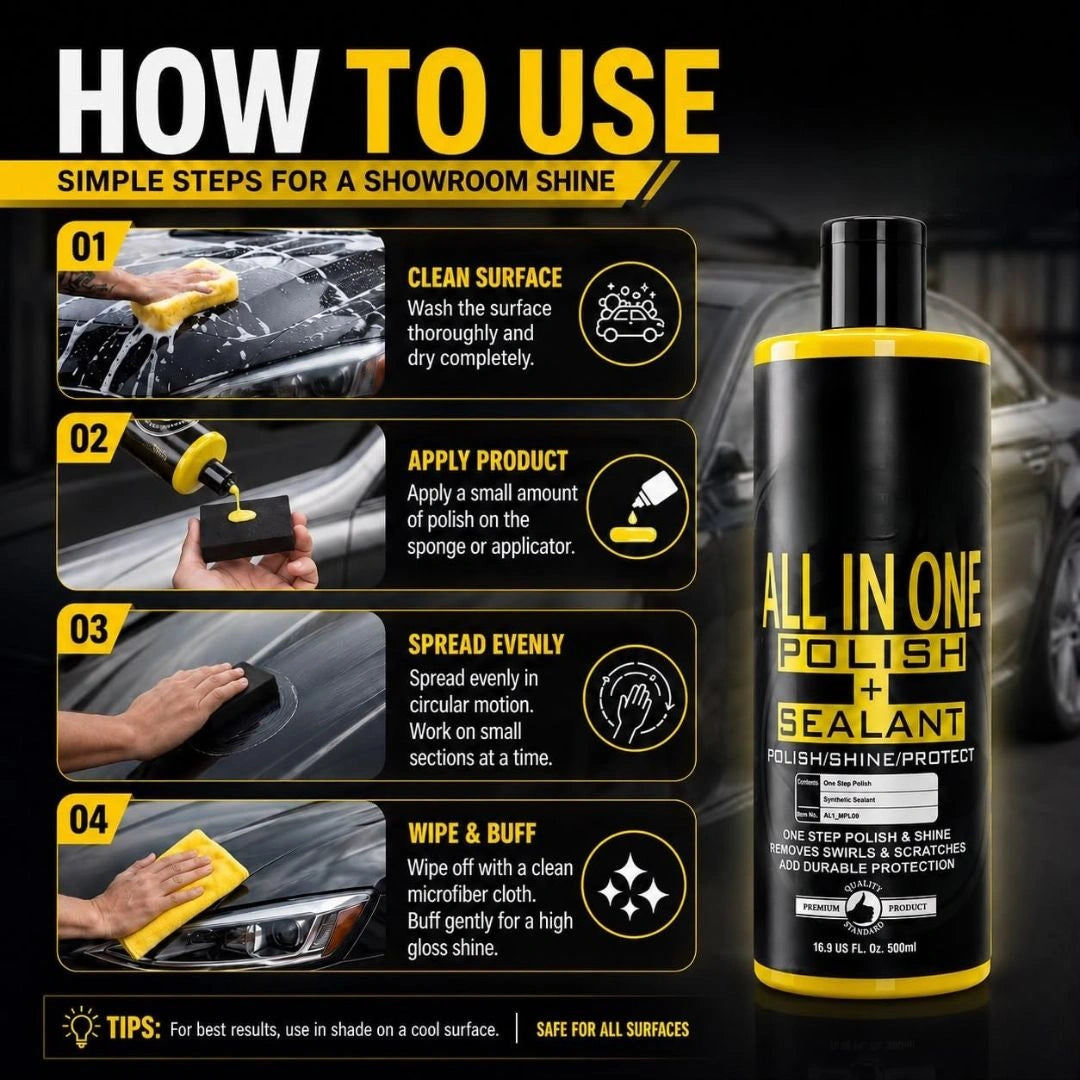 Polish used on multiple surfaces showing versatility