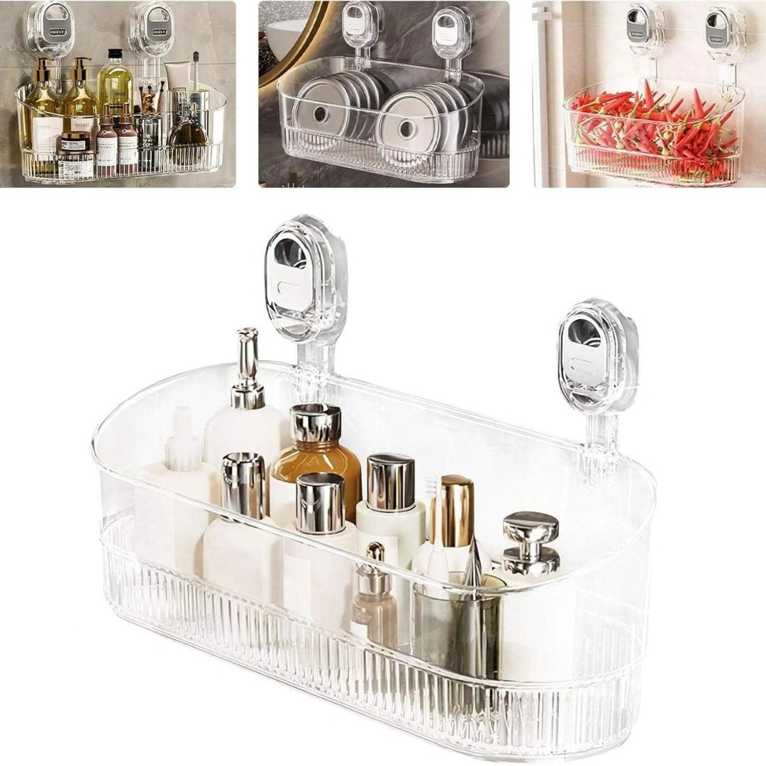 Suction cup locking mechanism on tile wall